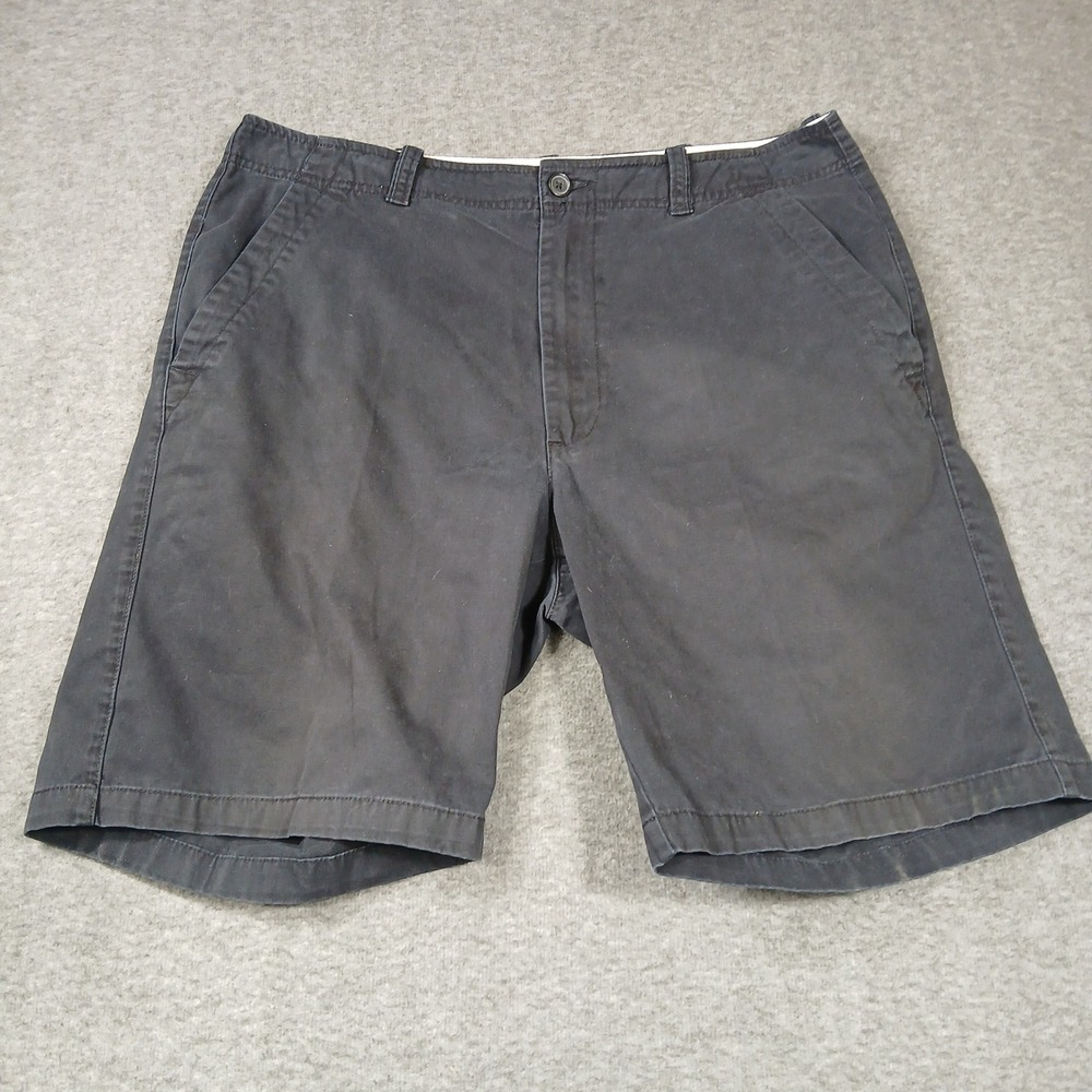 St. Johns Bay Chino Shorts Men 38 Navy Blue Cotton Flat Front Casual 100% Cotton